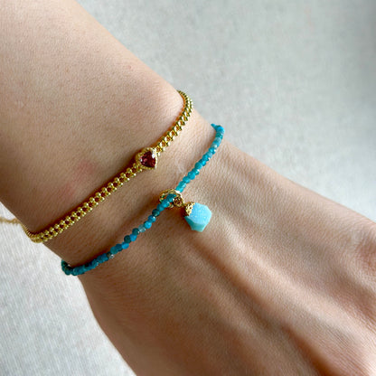 Apatite And Druzy Beaded Bracelet