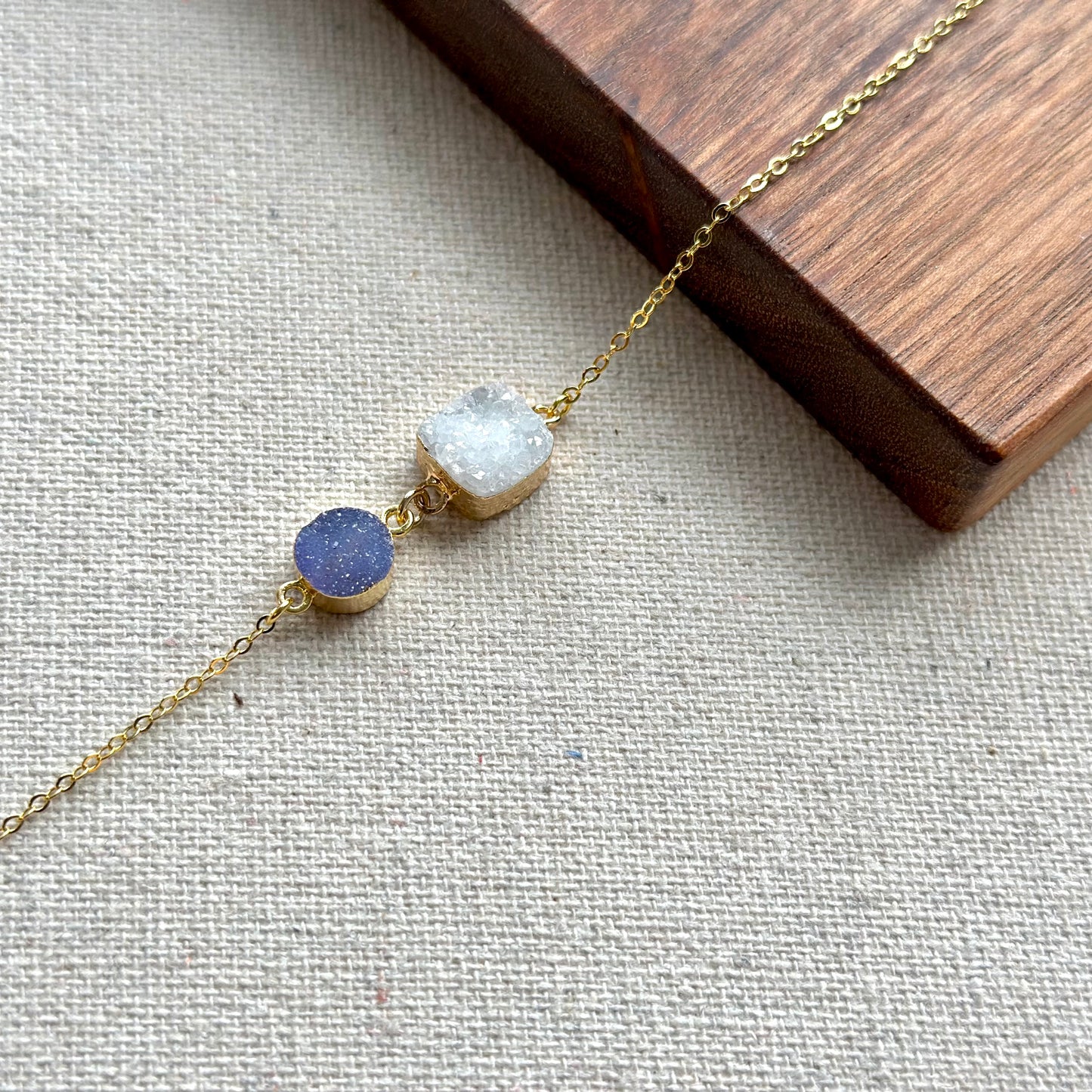 Druzy Geometric Mixed Adjustable Gold-plated Bracelet