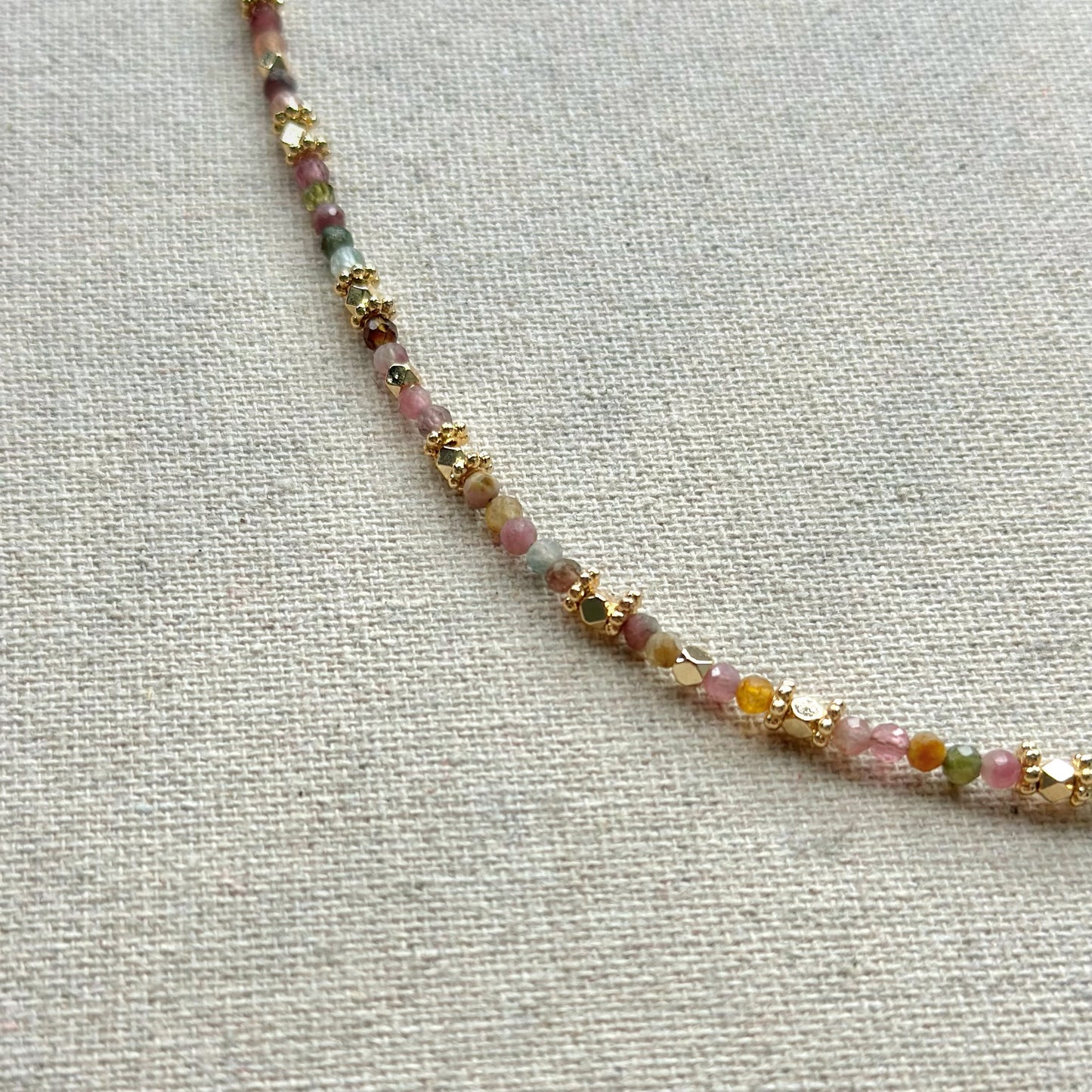 Pink Sapphire And Tourmaline Beaded Necklace