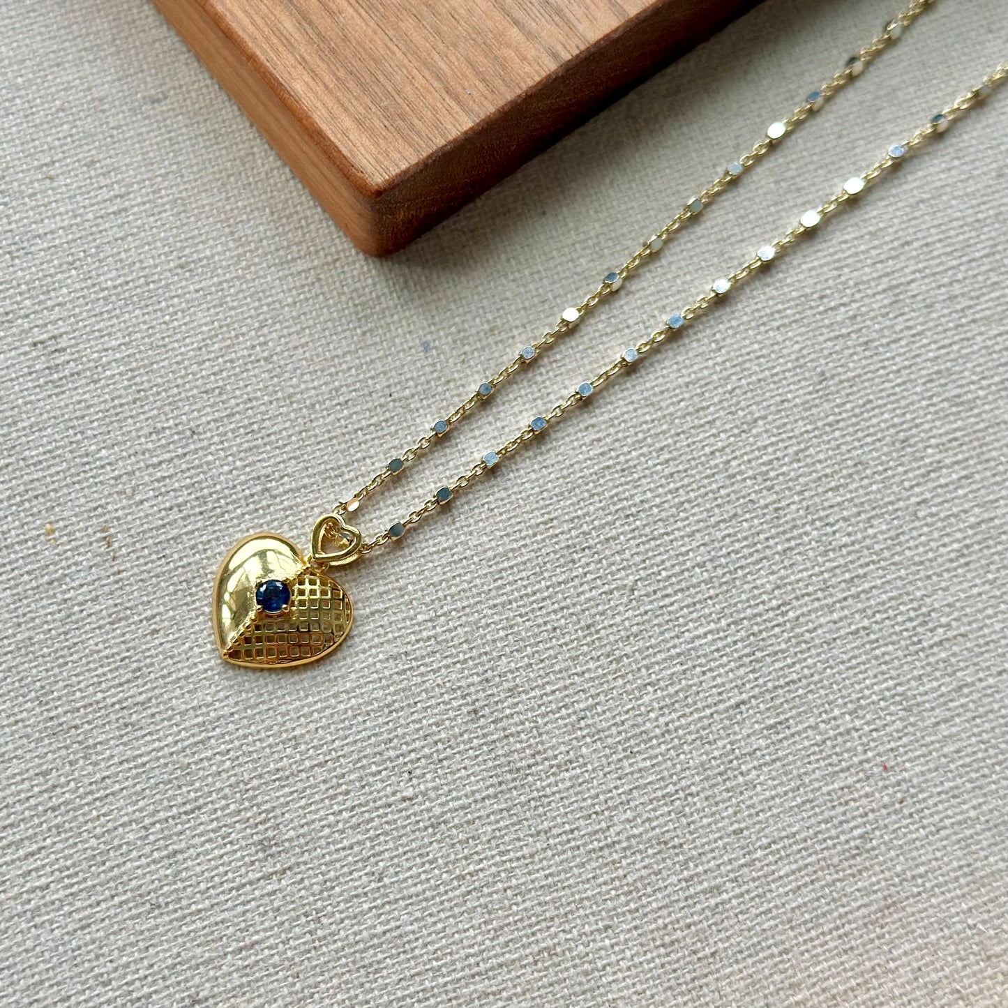 Sapphire Heart Two tone Gold-plated Italian Silver Necklace