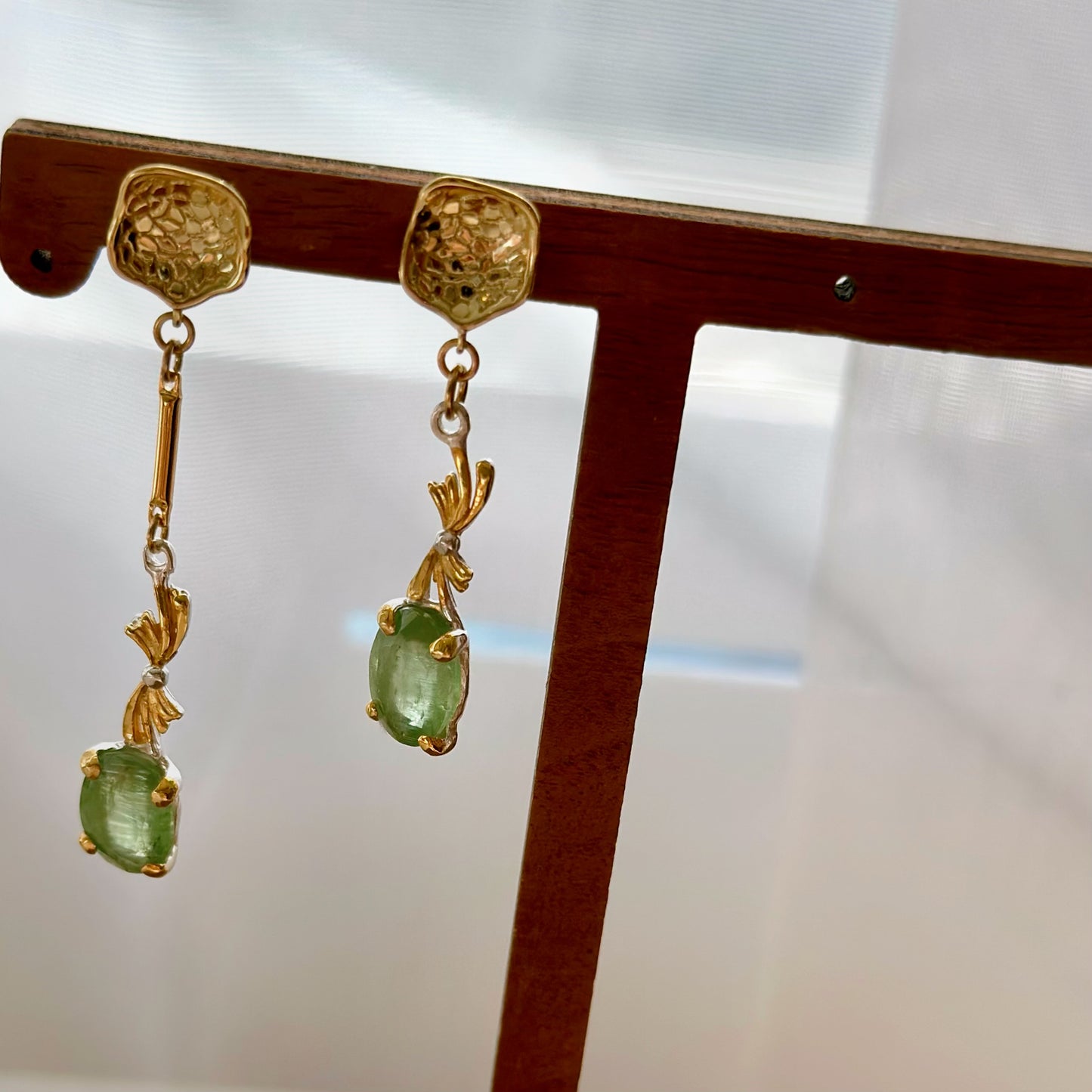 Kyanite Asymmetric Two Tone Gold-plated Earring