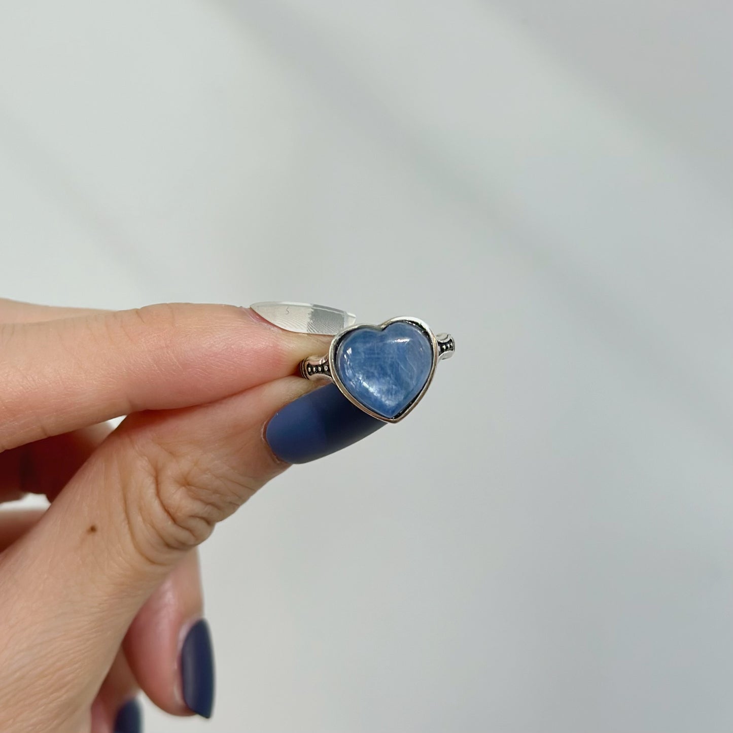 Kyanite Heart Vintage-Inspired Adjustable Sterling Silver Ring