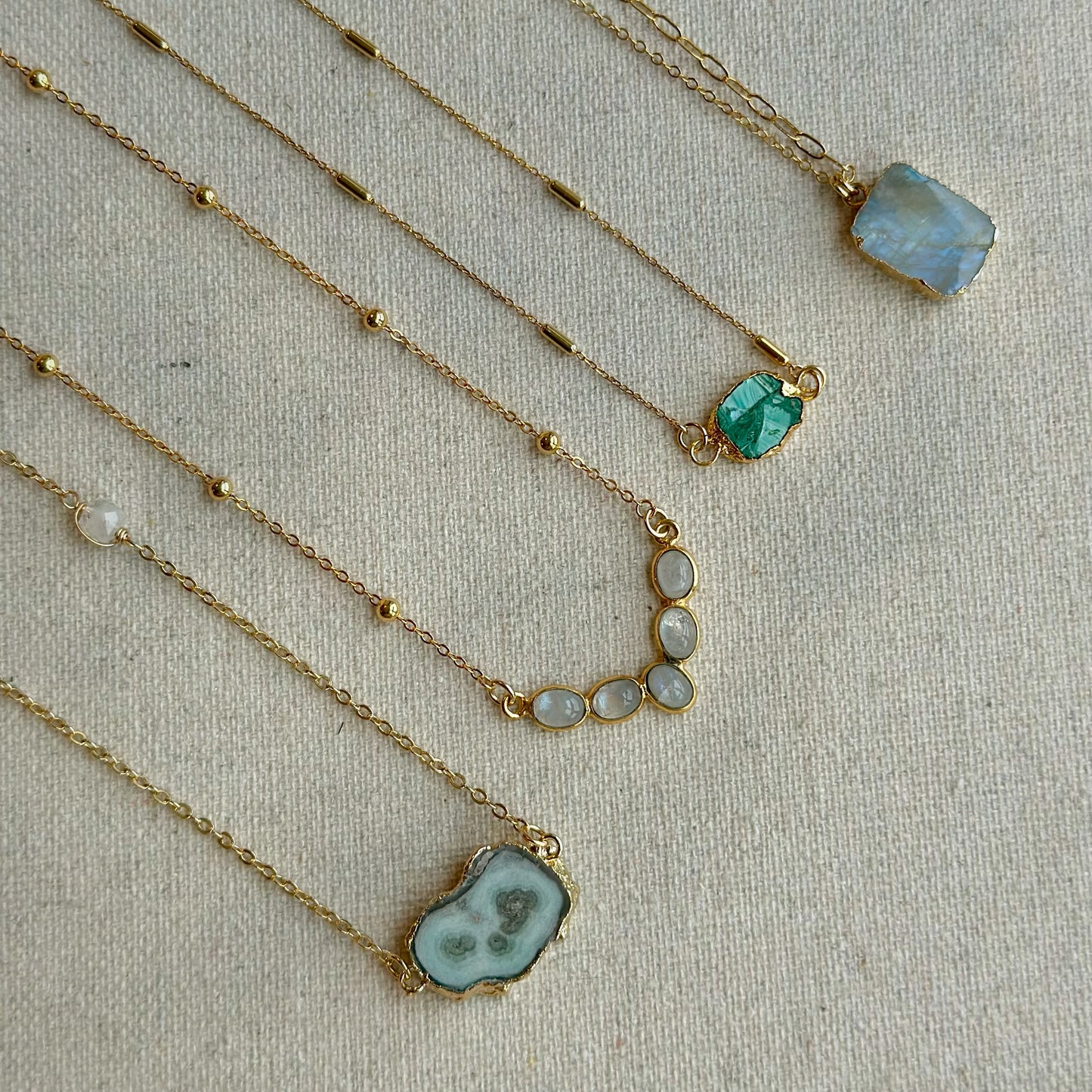 Moonstone Asymmetric Gold-plated Sterling Silver Necklace