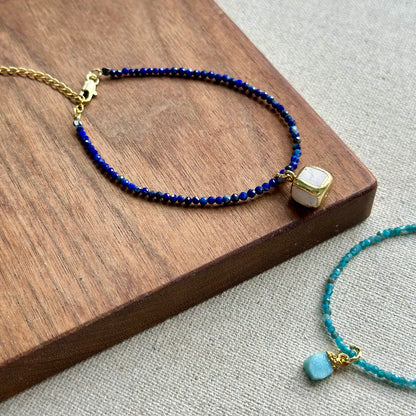 Lapis And Howlite Beaded Bracelet