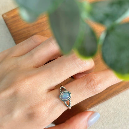 Opal Split Adjustable Sterling Silver Ring