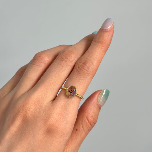 Super Seven Cabochon Adjustable Gold-plated Sterling Silver Ring