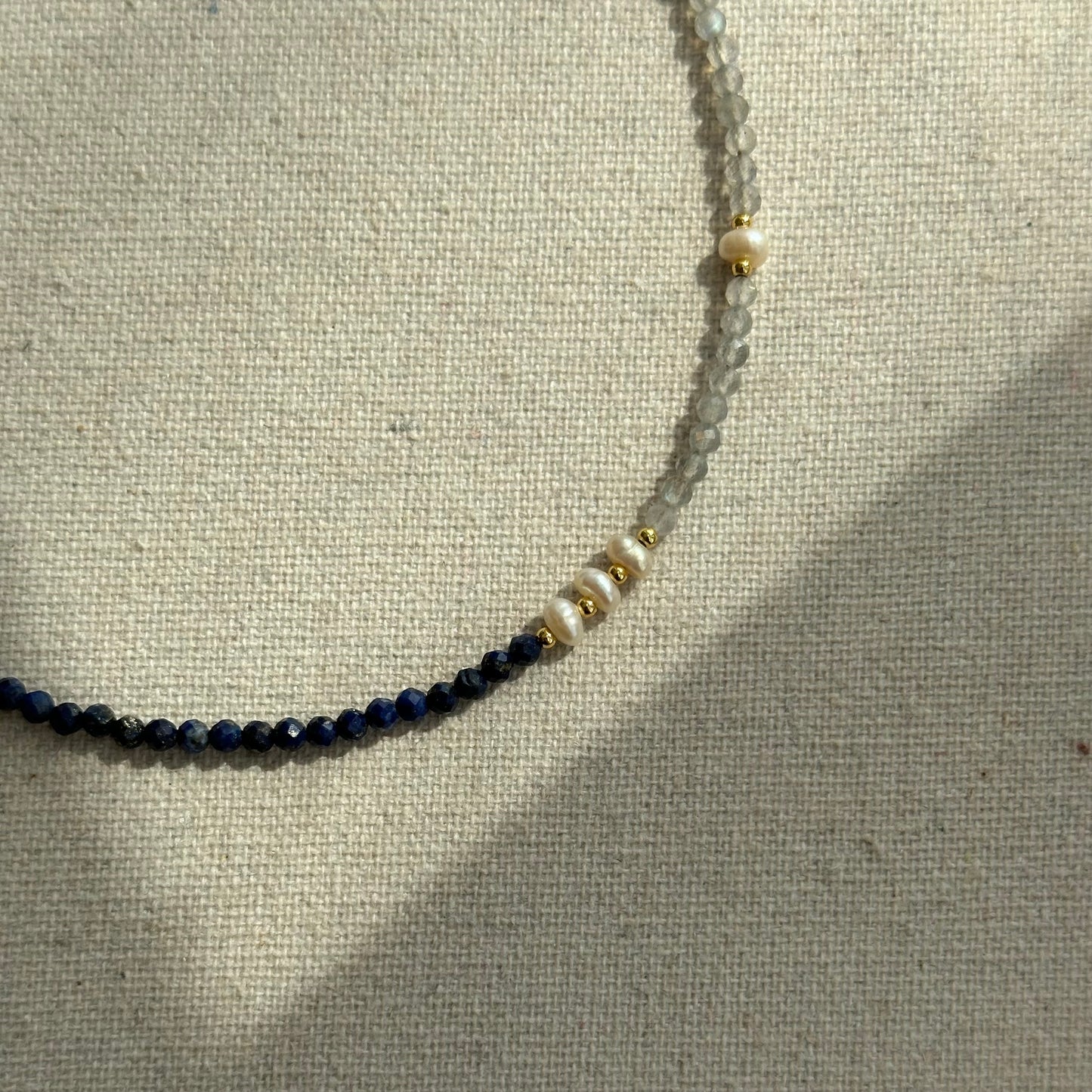 Lapis And Labradorite Beaded Necklace