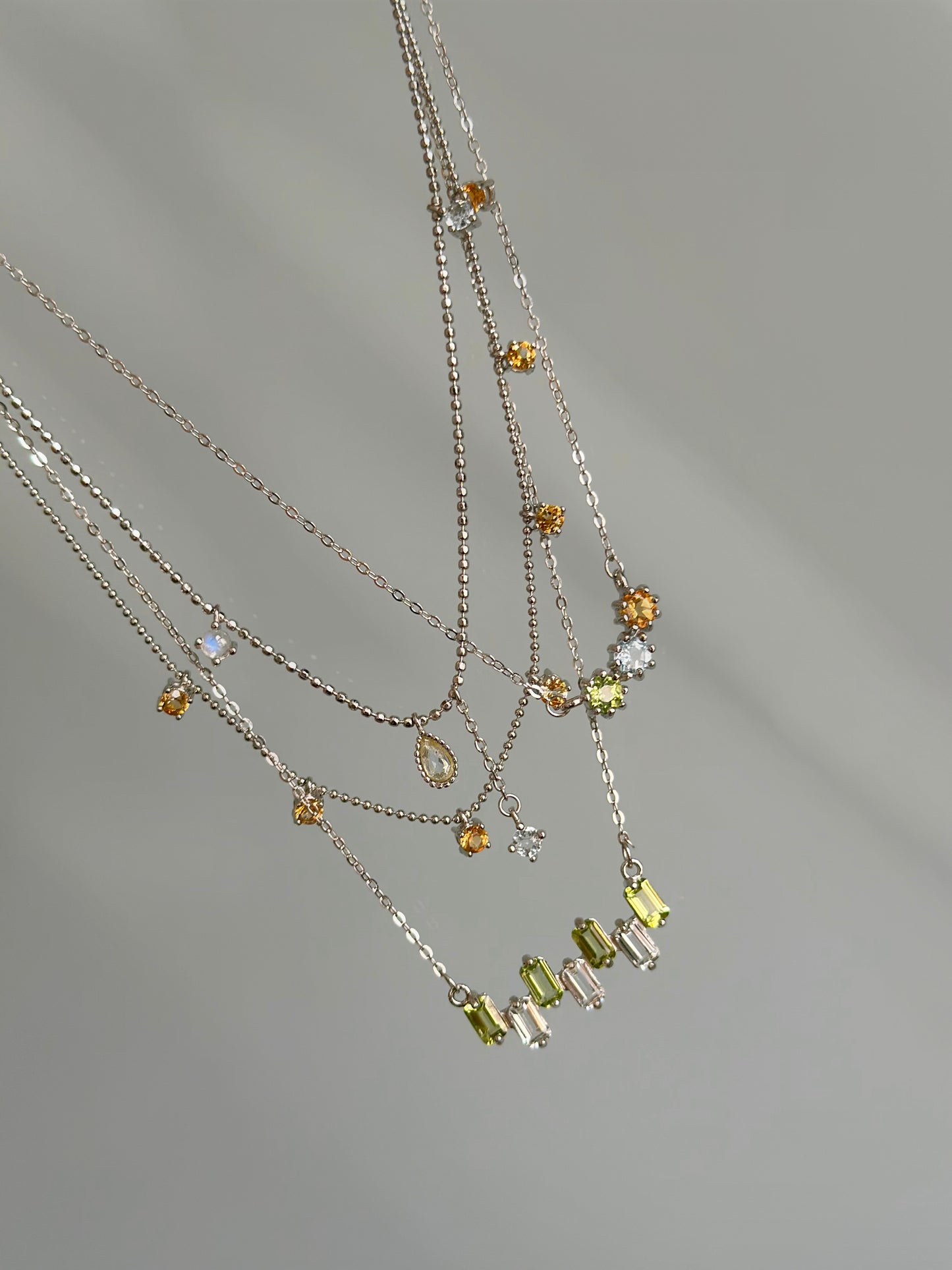 Citrine Dangling Sterling Silver Necklace