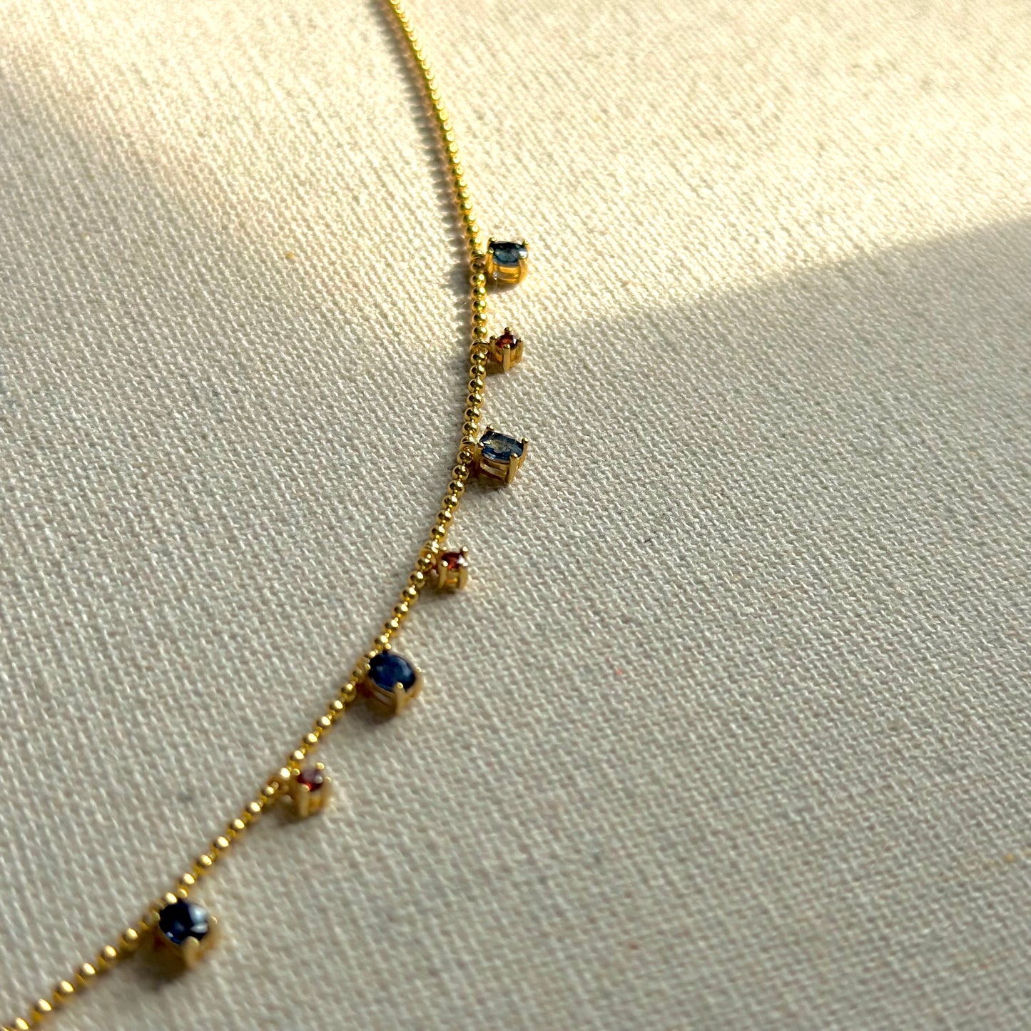 Sapphire And Garnet Dangling Gold-plated Sterling Silver Necklace