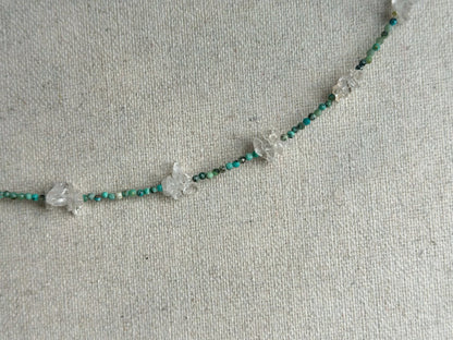 Turquoise And Clear Quartz Beaded Necklace