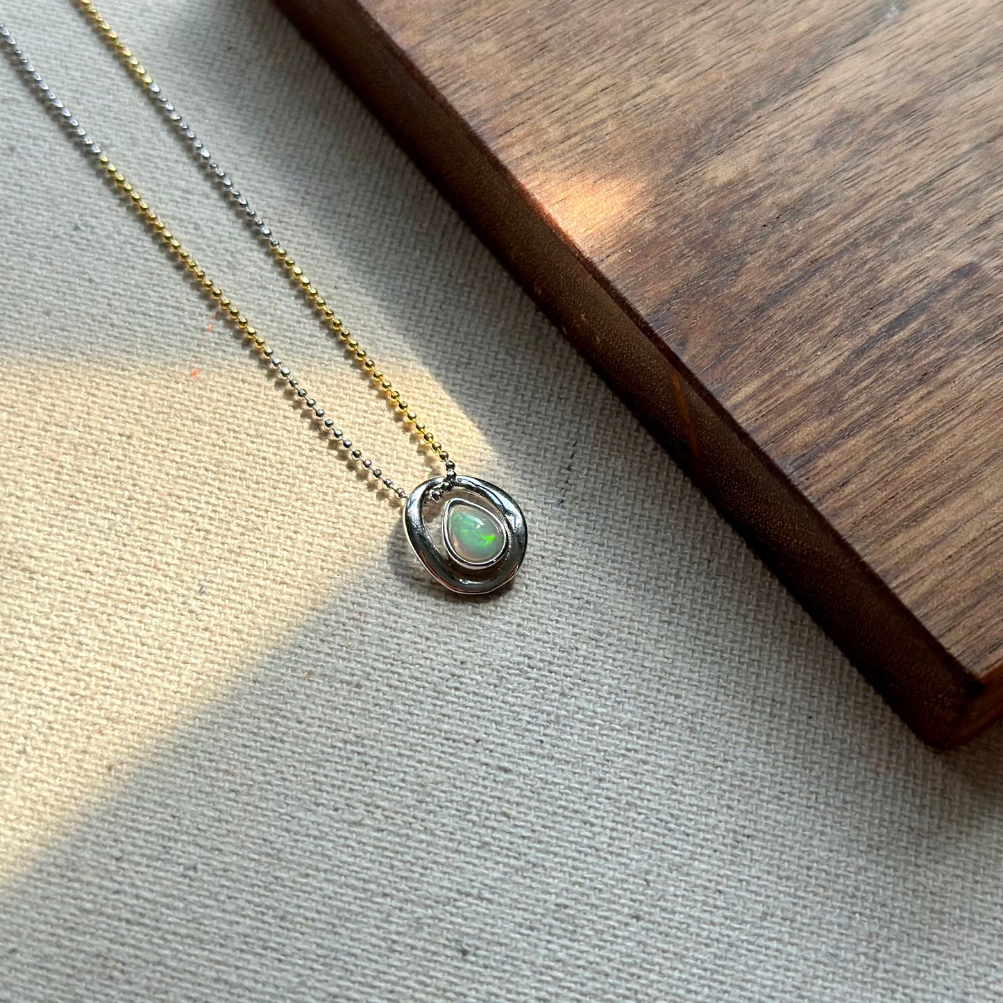 Opal Pendant Two Tone Gold-plated Sterling Silver Necklace