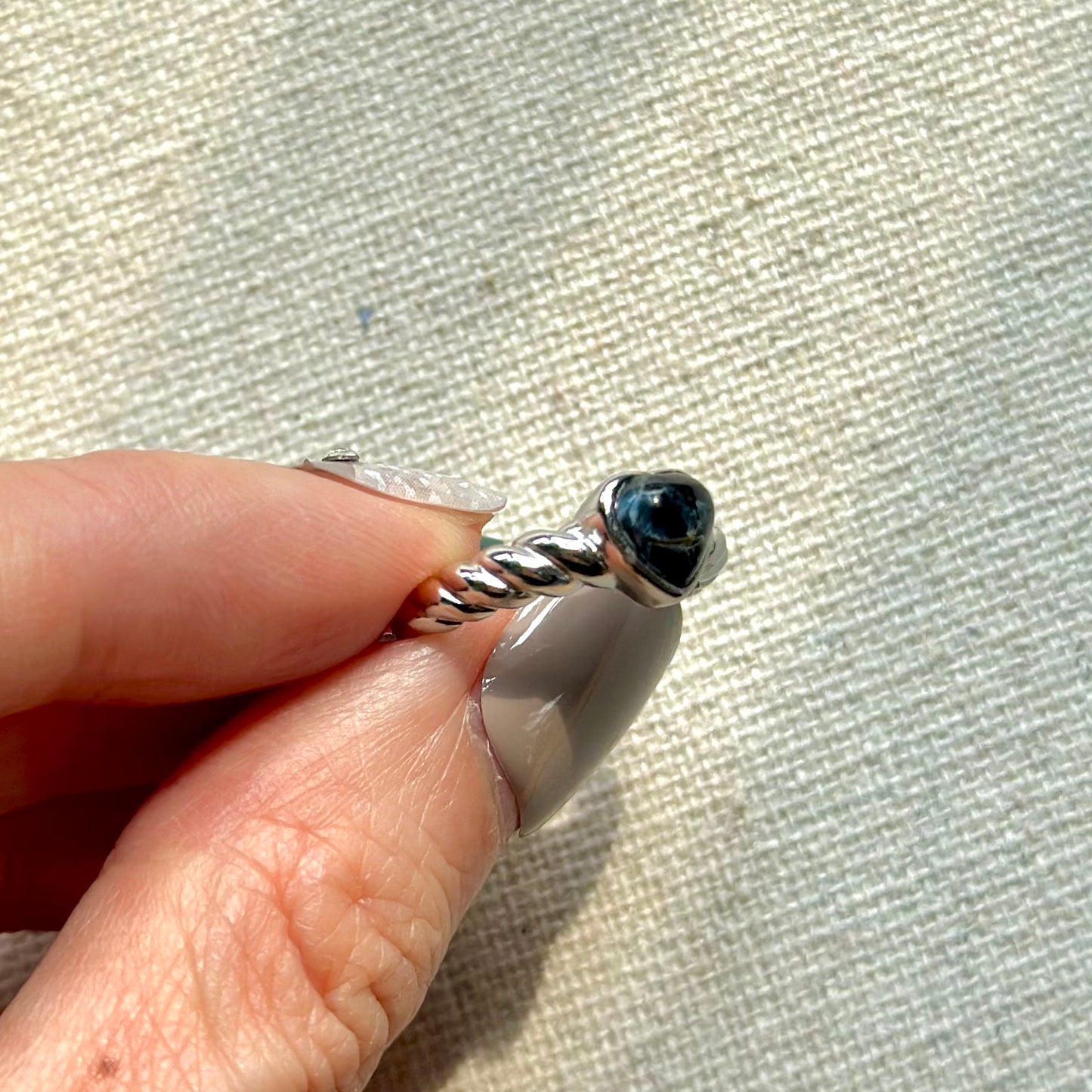 Pietersite Heart-shaped Adjustable Sterling Silver Ring