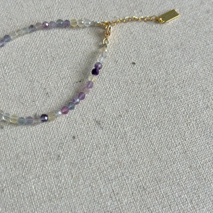 Fluorite Beaded And Amethyst Bracelet