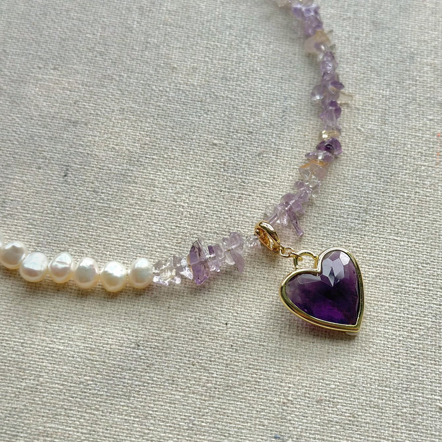 Two-way Amethyst And Ameterine Mixed Freshwater Pearl Beaded Necklace