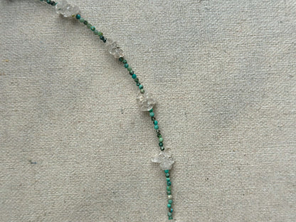 Turquoise And Clear Quartz Beaded Necklace