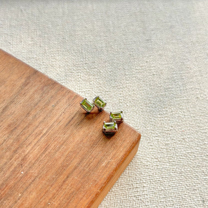 Double Peridot Sterling Silver Ear Stud