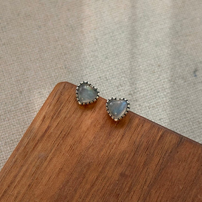 Labradorite Heart Sterling Silver Ear Stud