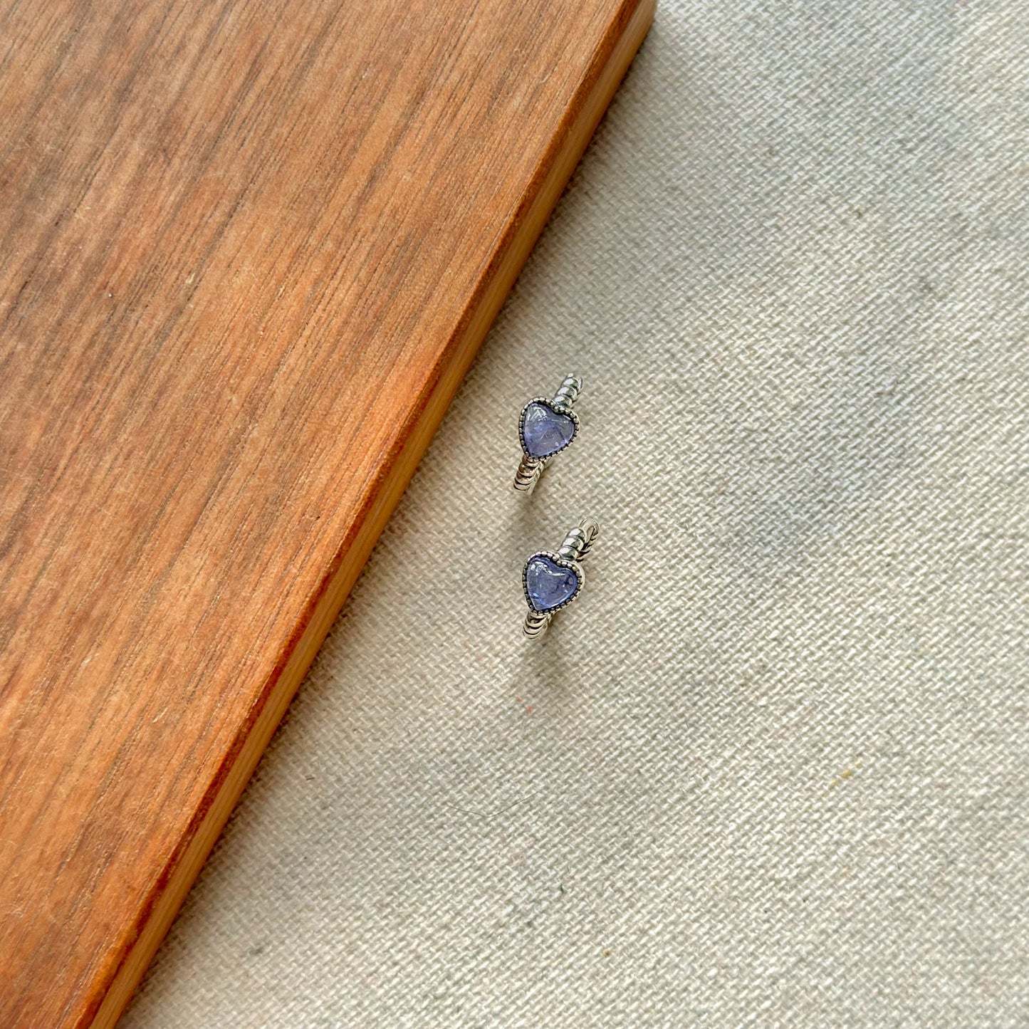 Tanzanite Heart Cabochon Sterling Silver Ear Hoop