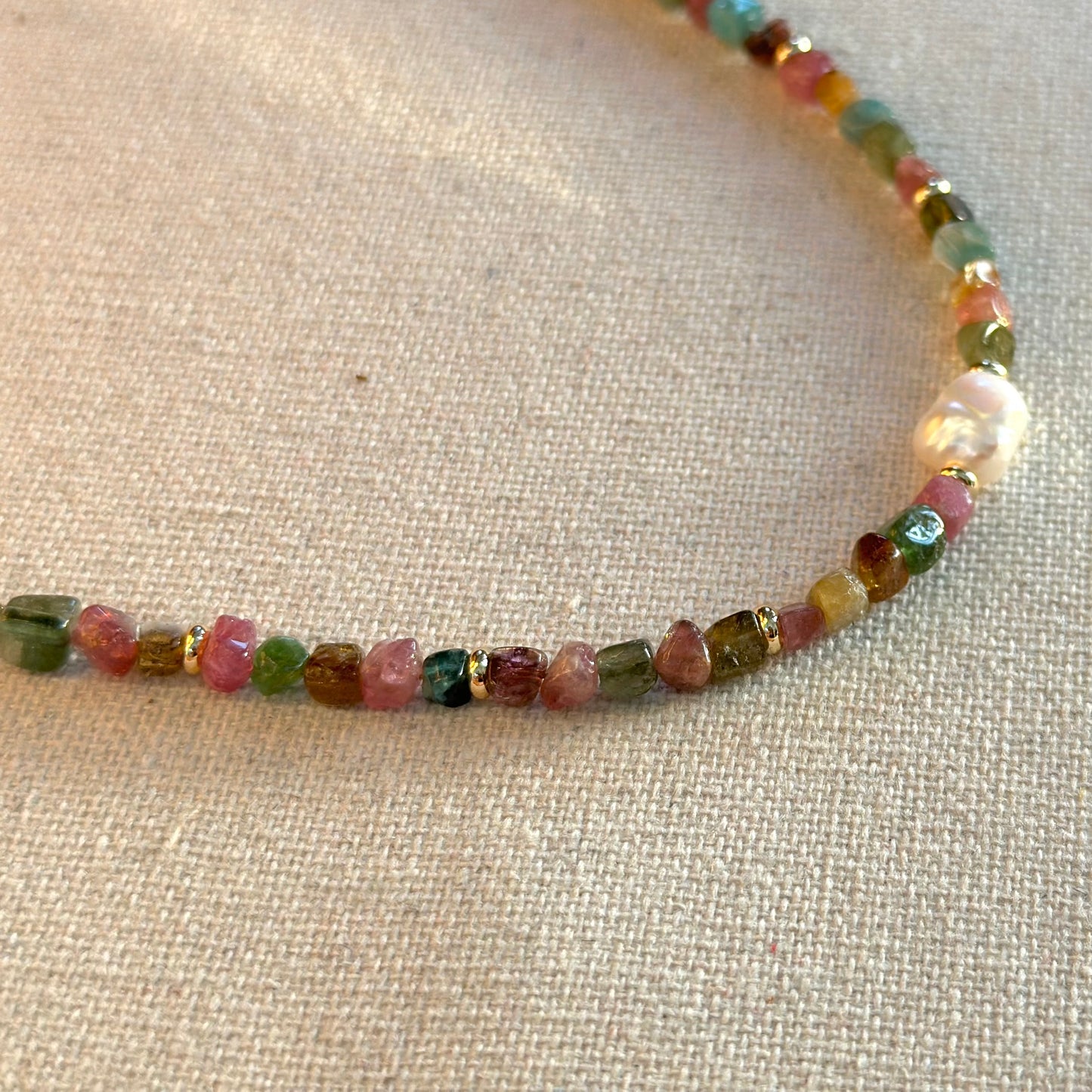 Tourmaline And Freshwater Pearl Beaded Bracelet