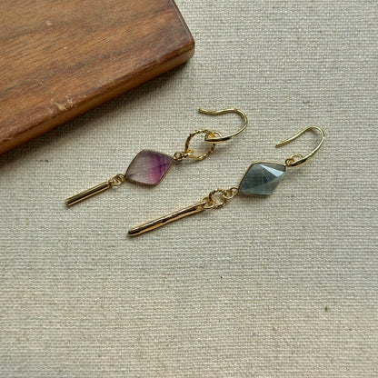 Fluorite Dangling Gold-plated Earring