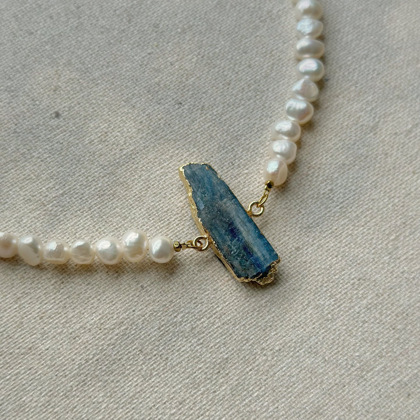 Kyanite And Freshwater Pearl Beaded Necklace