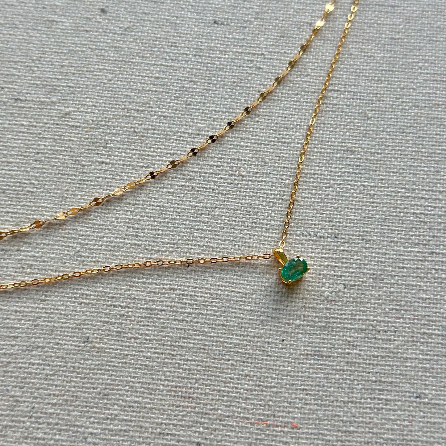 Emerald May Birthstone Double Layer Gold-plated Necklace