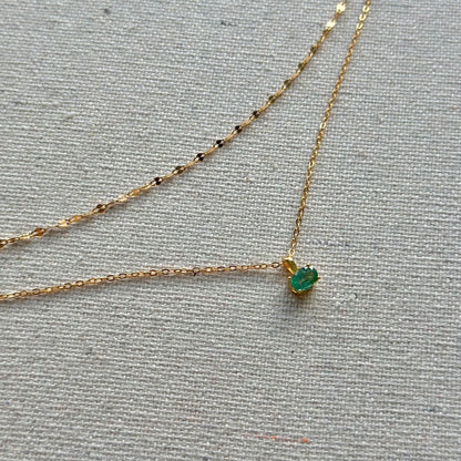 Emerald May Birthstone Double Layer Gold-plated Necklace