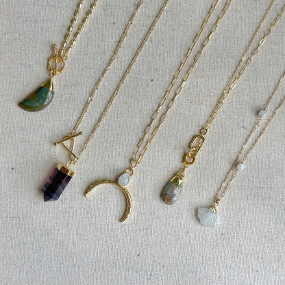 Fluorite Hoop Toggle Gold-plated Long Necklace