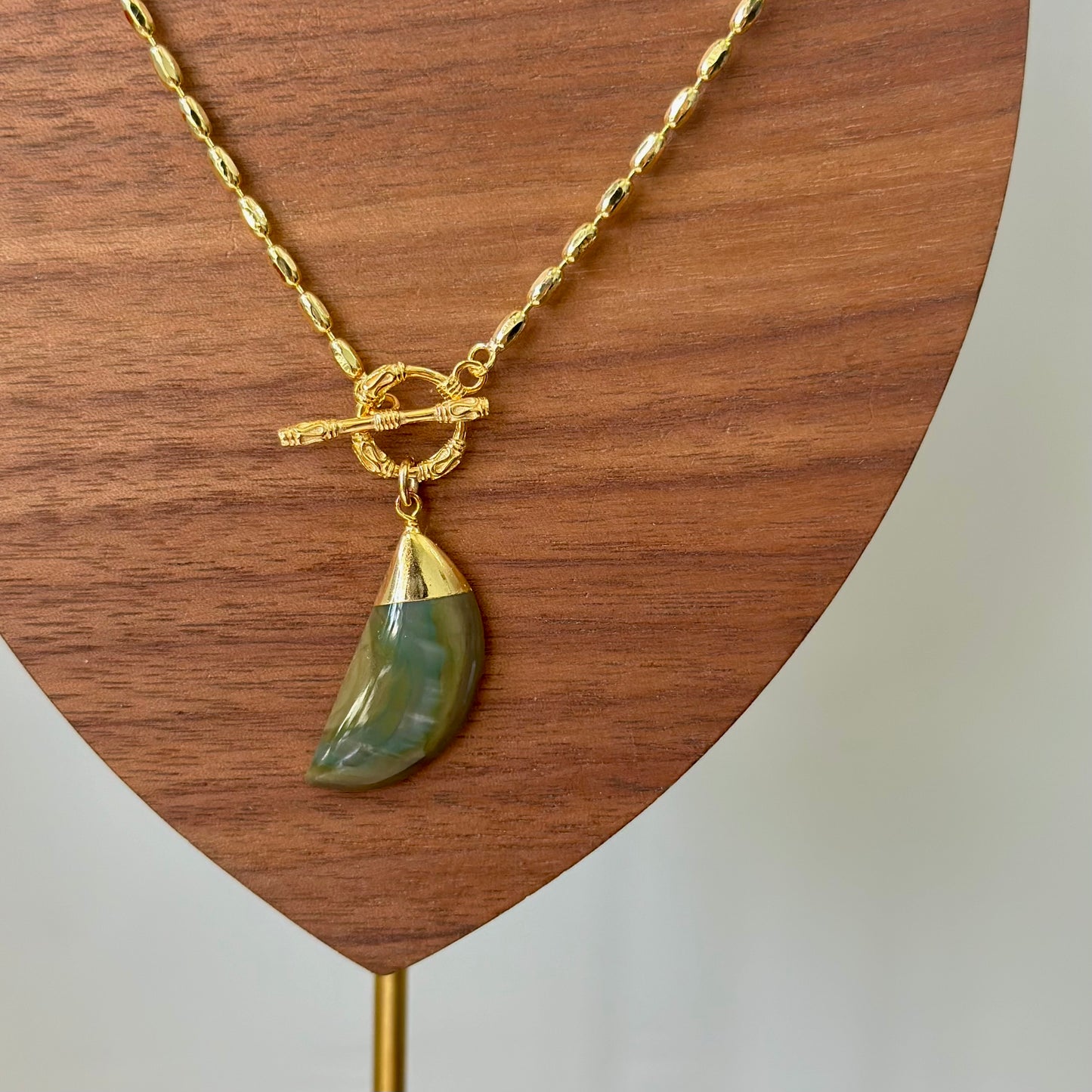 Jasper Hoop Toggle Gold-plated Necklace