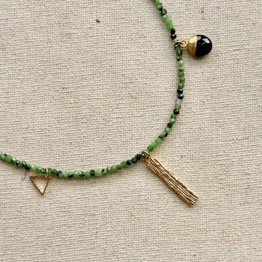 Ruby Zoisite Beaded And Black Onyx Necklace