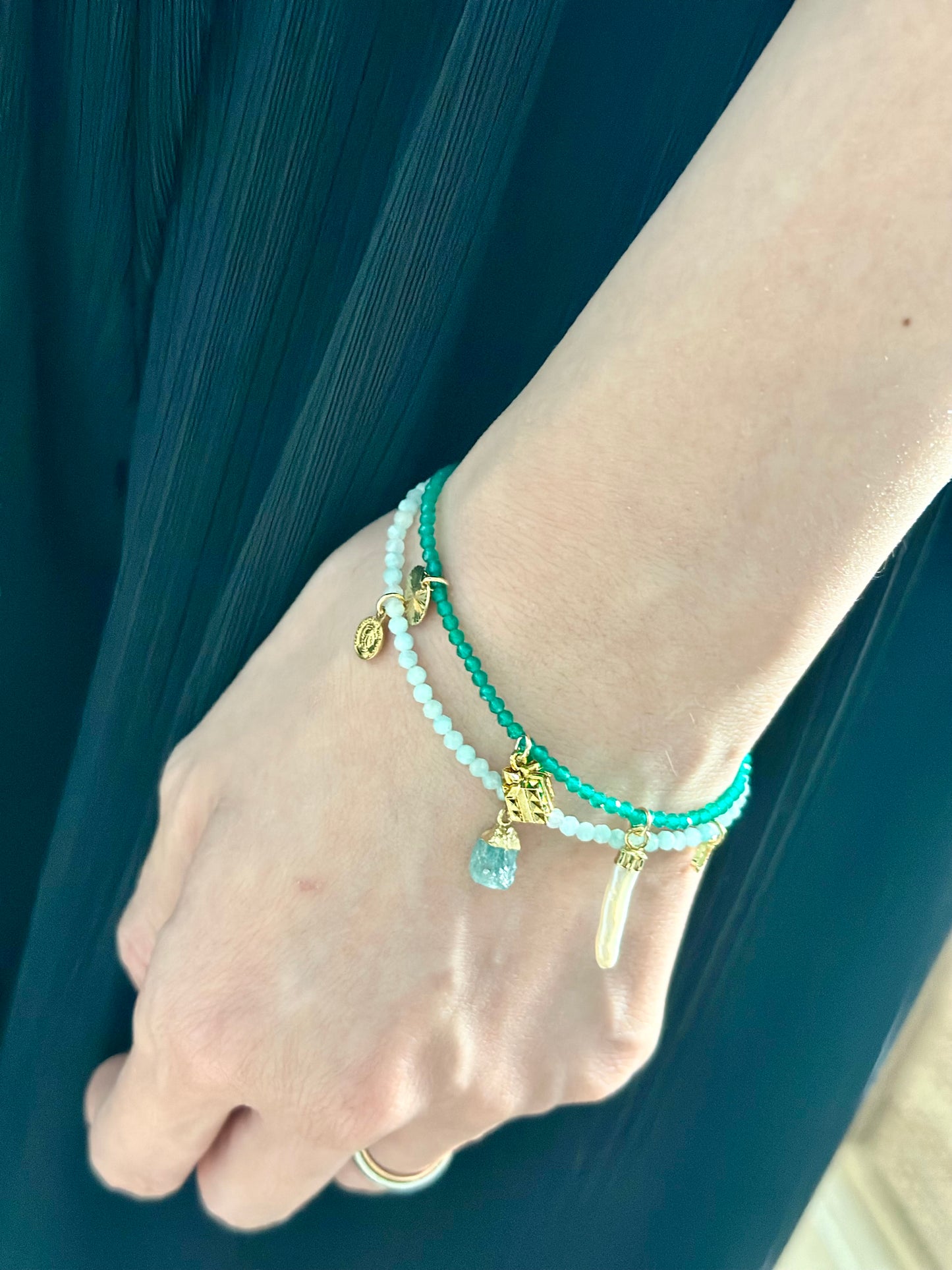 Amazonite Beaded And Apatite Bracelet