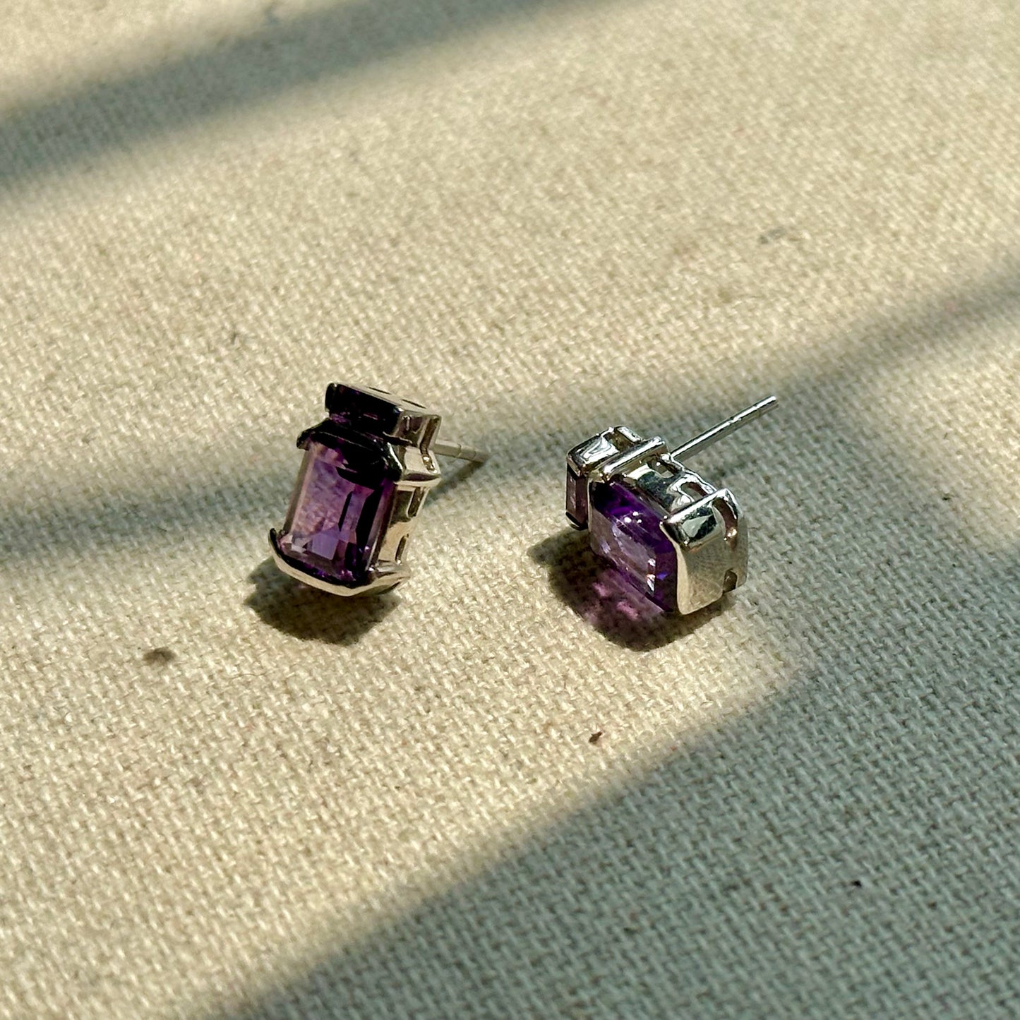 Amethyst February Birthstone Sterling Silver Ear Stud