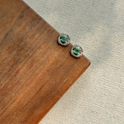 Emerald Sterling Silver Ear Stud