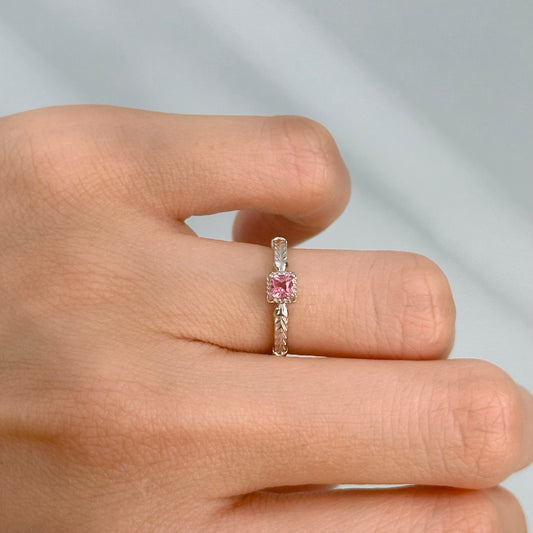 Pink Tourmaline Adjustable Sterling Silver Ring