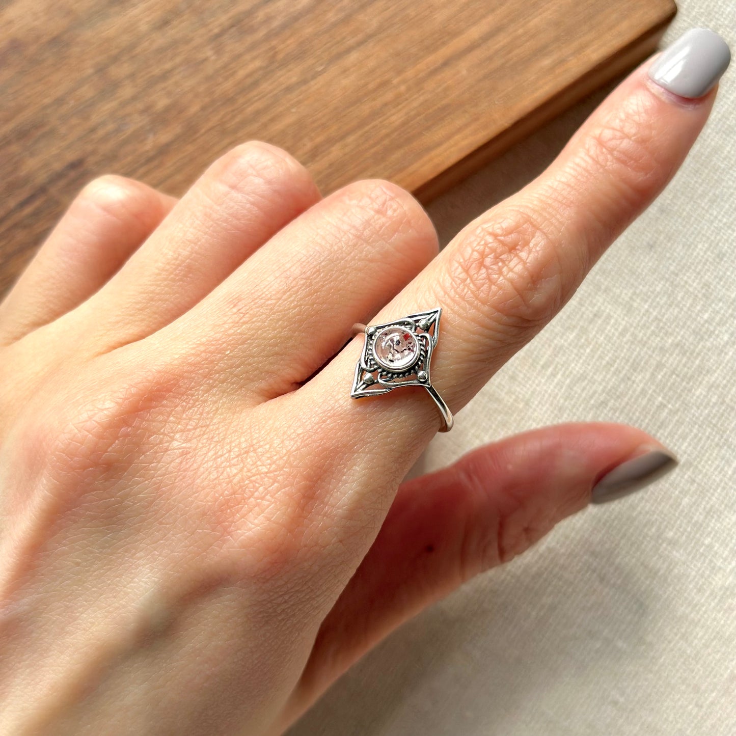 Super Seven Cabochon Adjustable Sterling Silver Ring