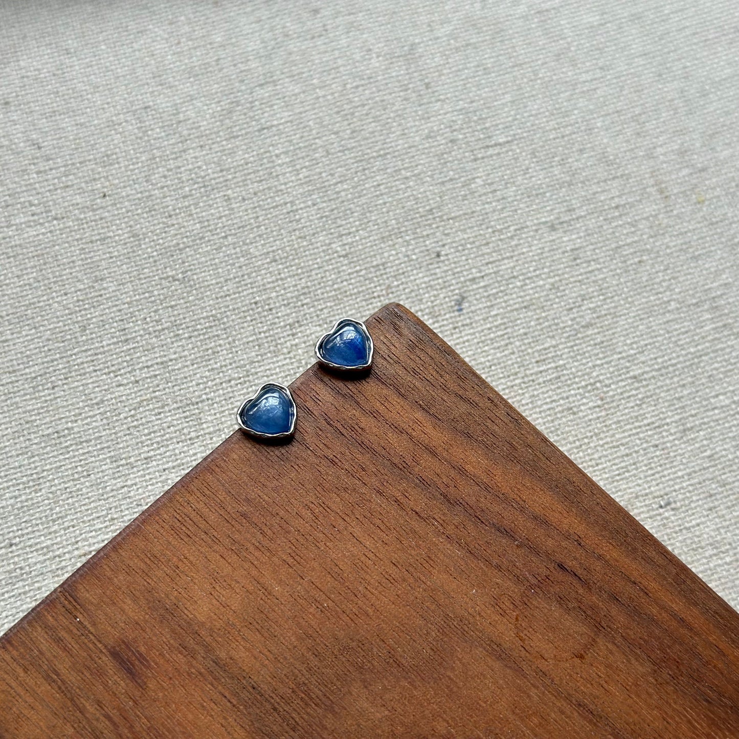 Kyanite Heart Sterling Silver Ear Stud