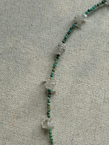 Turquoise And Clear Quartz Beaded Necklace