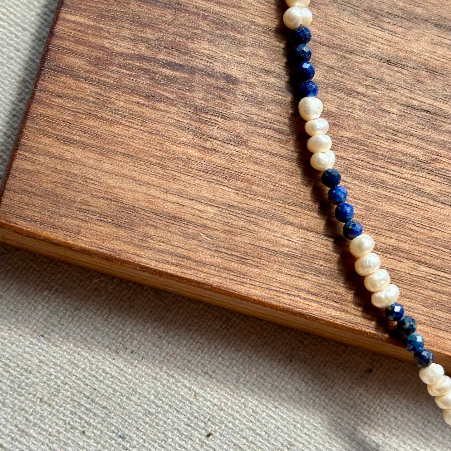 Lapis And Freshwater Pearls Beaded Bracelet