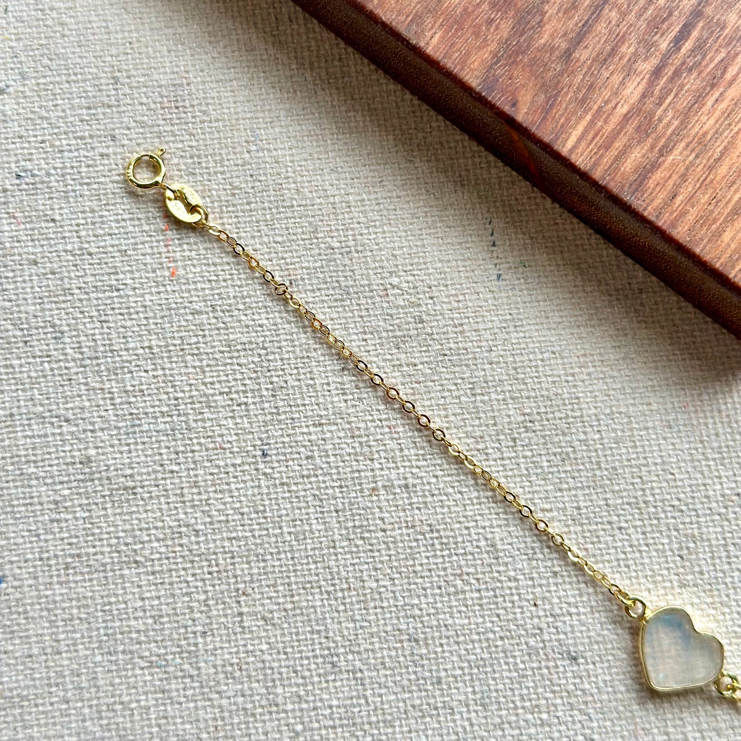 Moonstone Heart Adjustable Gold-plated Bracelet