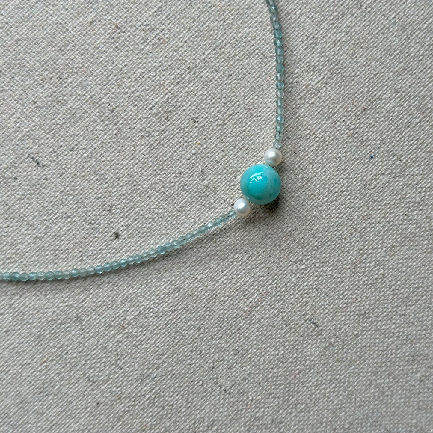 Amazonite And Freshwater Pearl Beaded Necklace