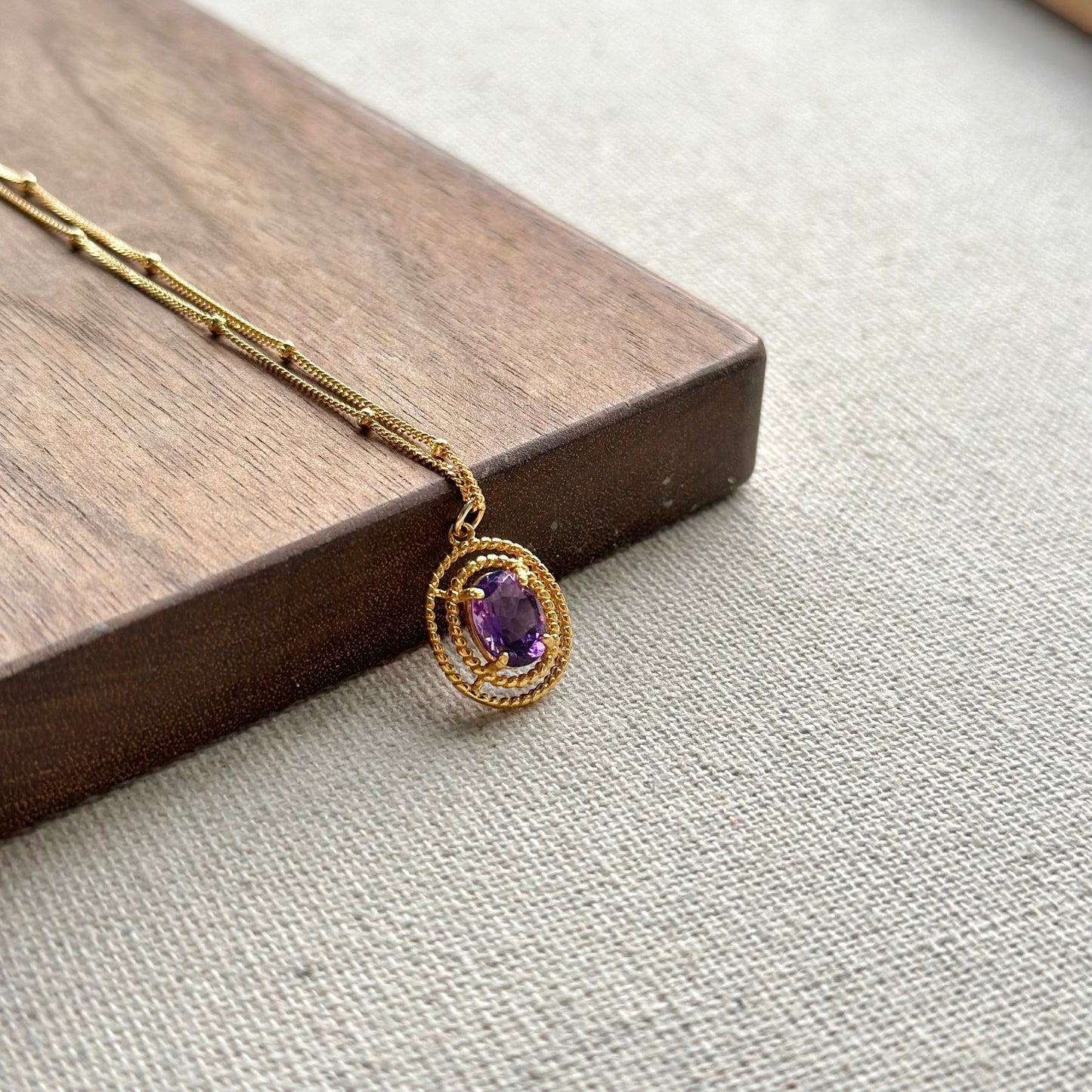 Amethyst Dotty Chain Gold-plated Sterling Silver Necklace