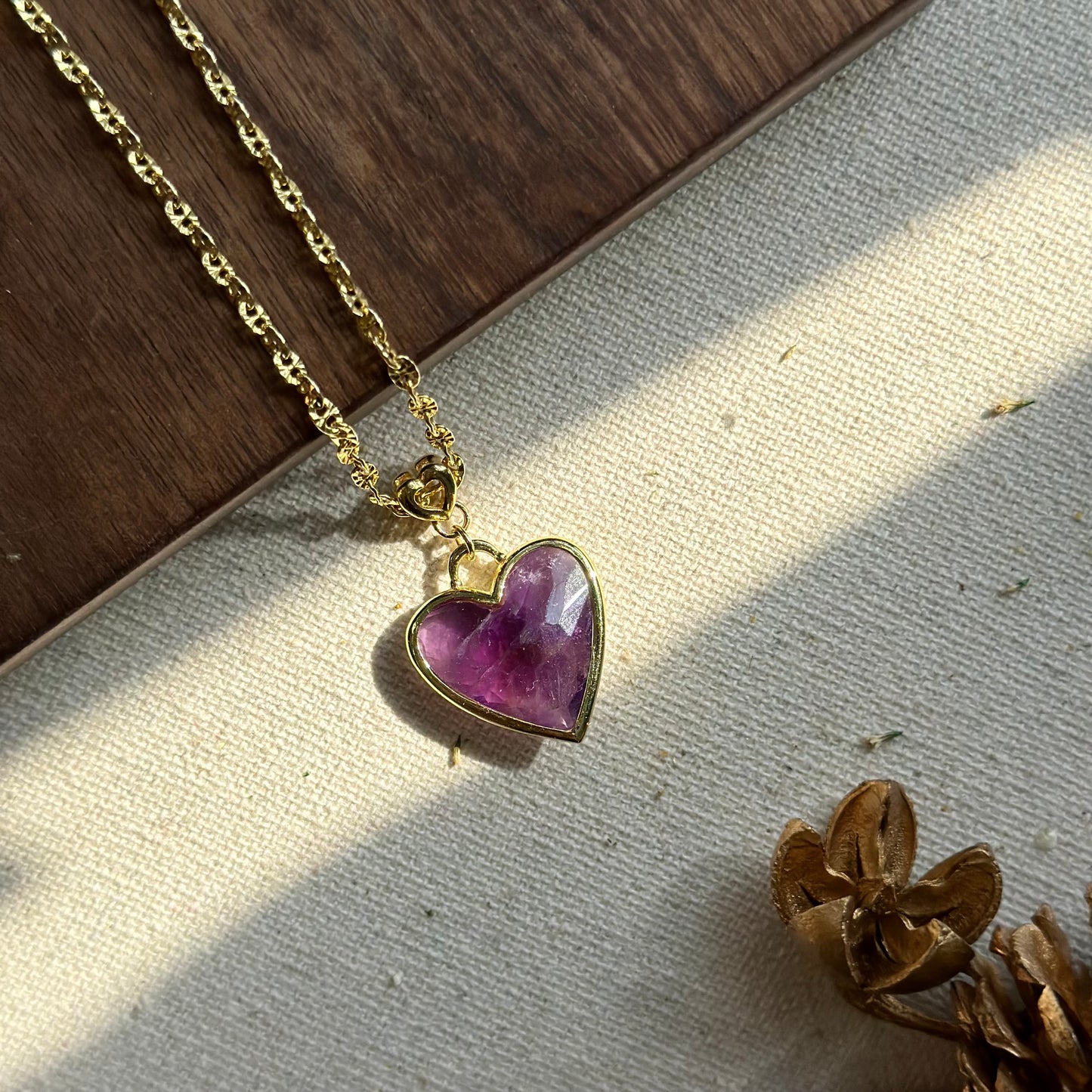 Amethyst Heart Gold-plated Sterling Silver Necklace