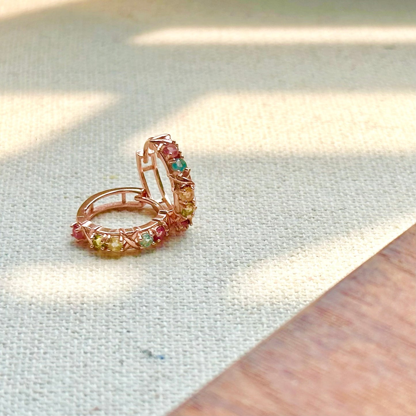 Tourmaline Mixed Rose Gold-plated Ear Hoop