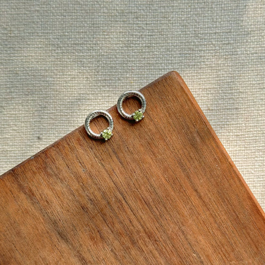 Peridot In Ring Sterling Silver Ear Stud