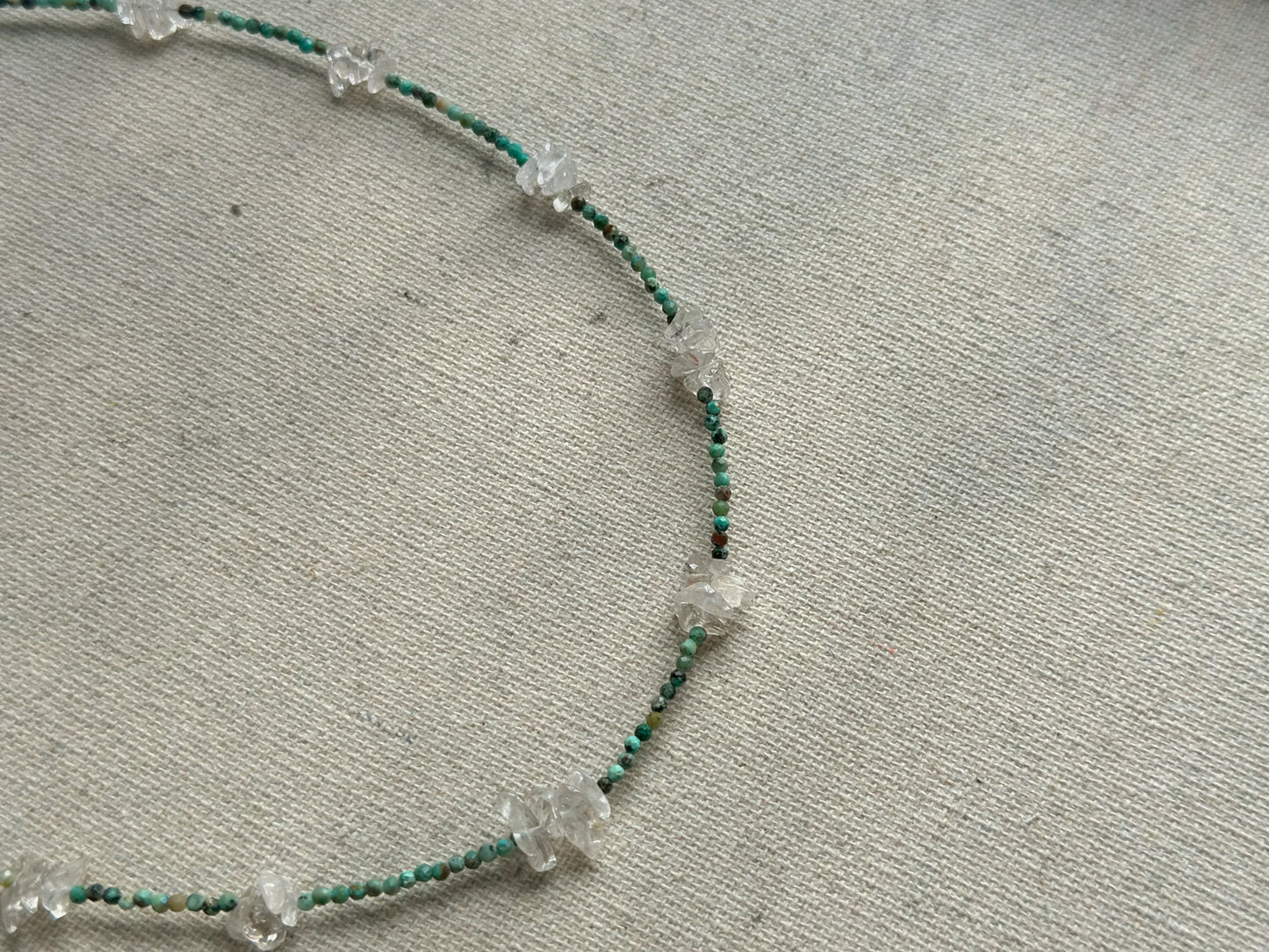 Turquoise And Clear Quartz Beaded Necklace