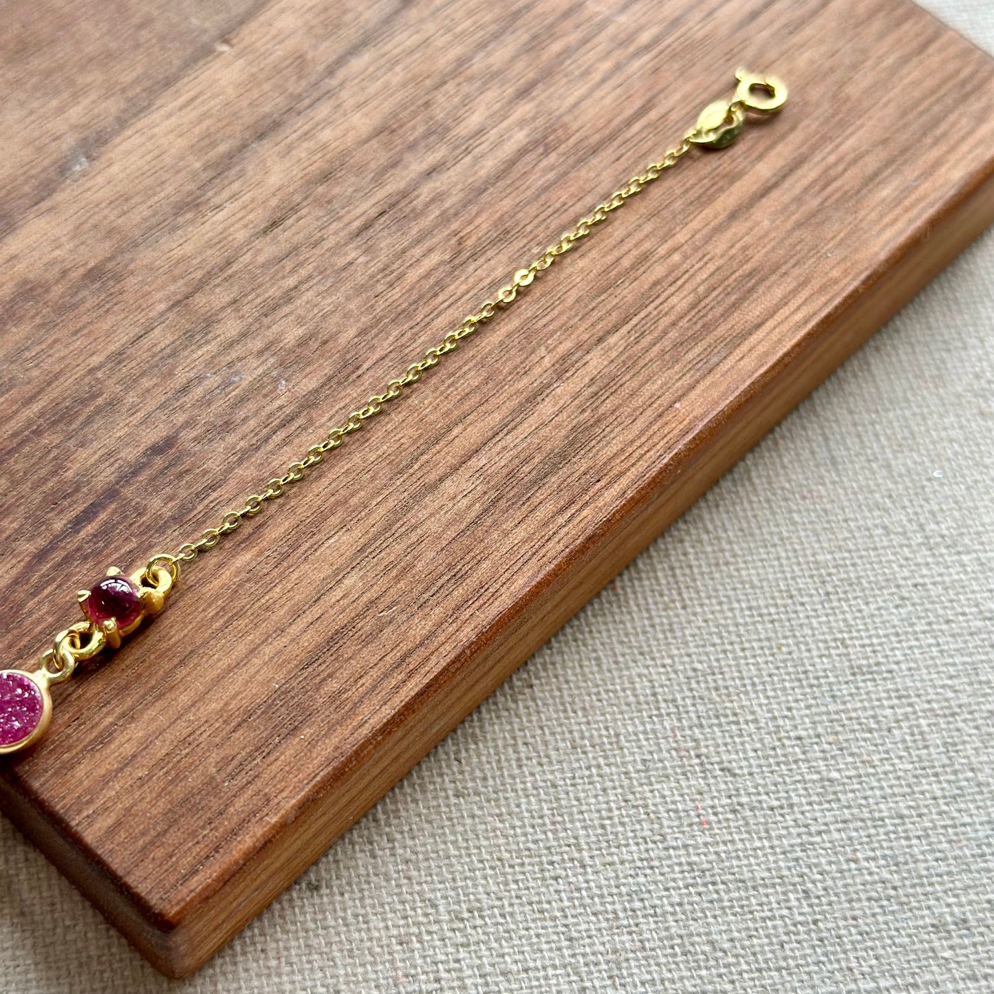 Tourmaline And Druzy Adjustable Gold-plated Bracelet