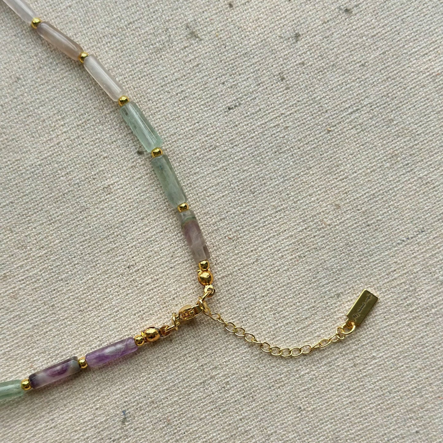 Flourite Beaded And Dangling Gold-plated Necklace