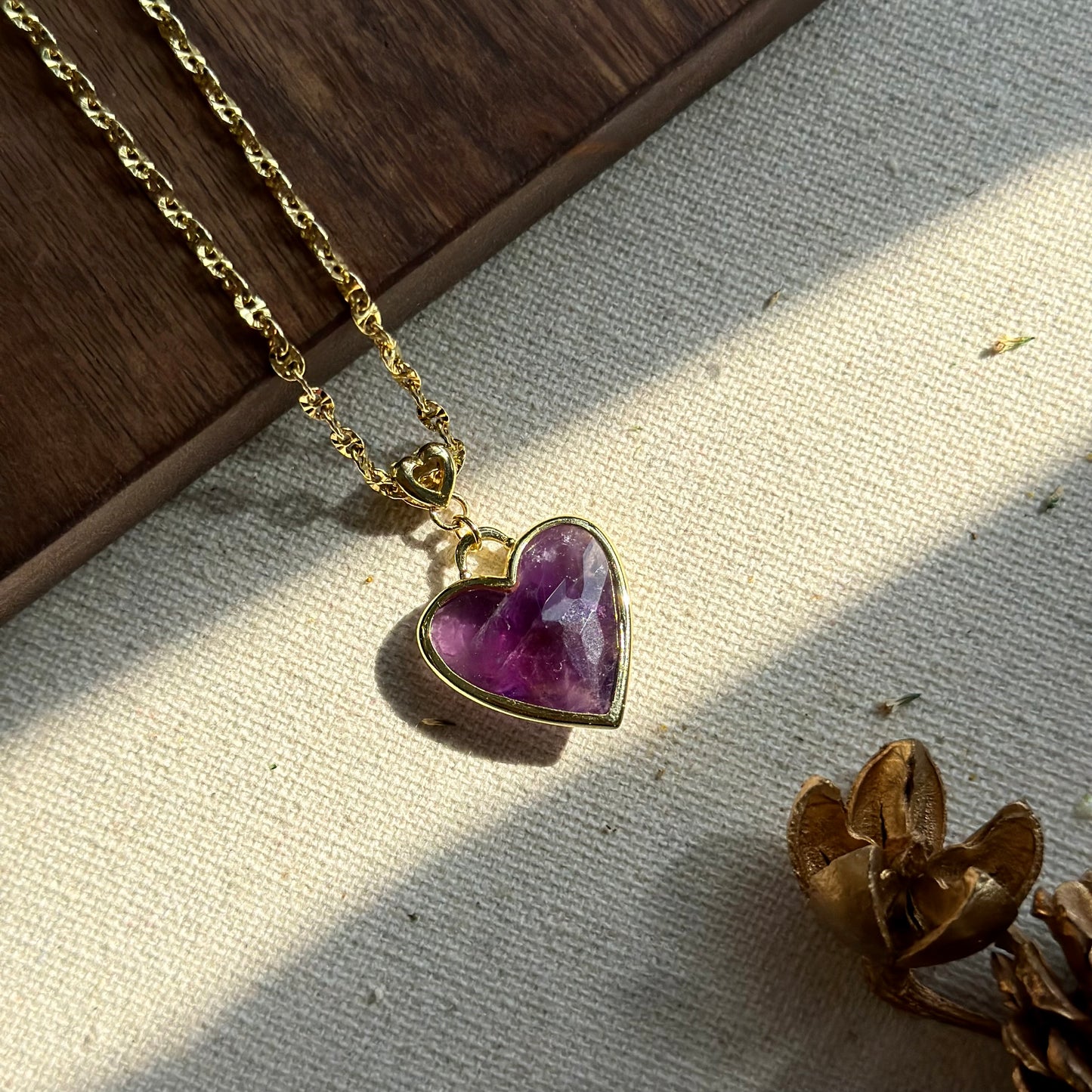 Amethyst Heart Gold-plated Sterling Silver Necklace