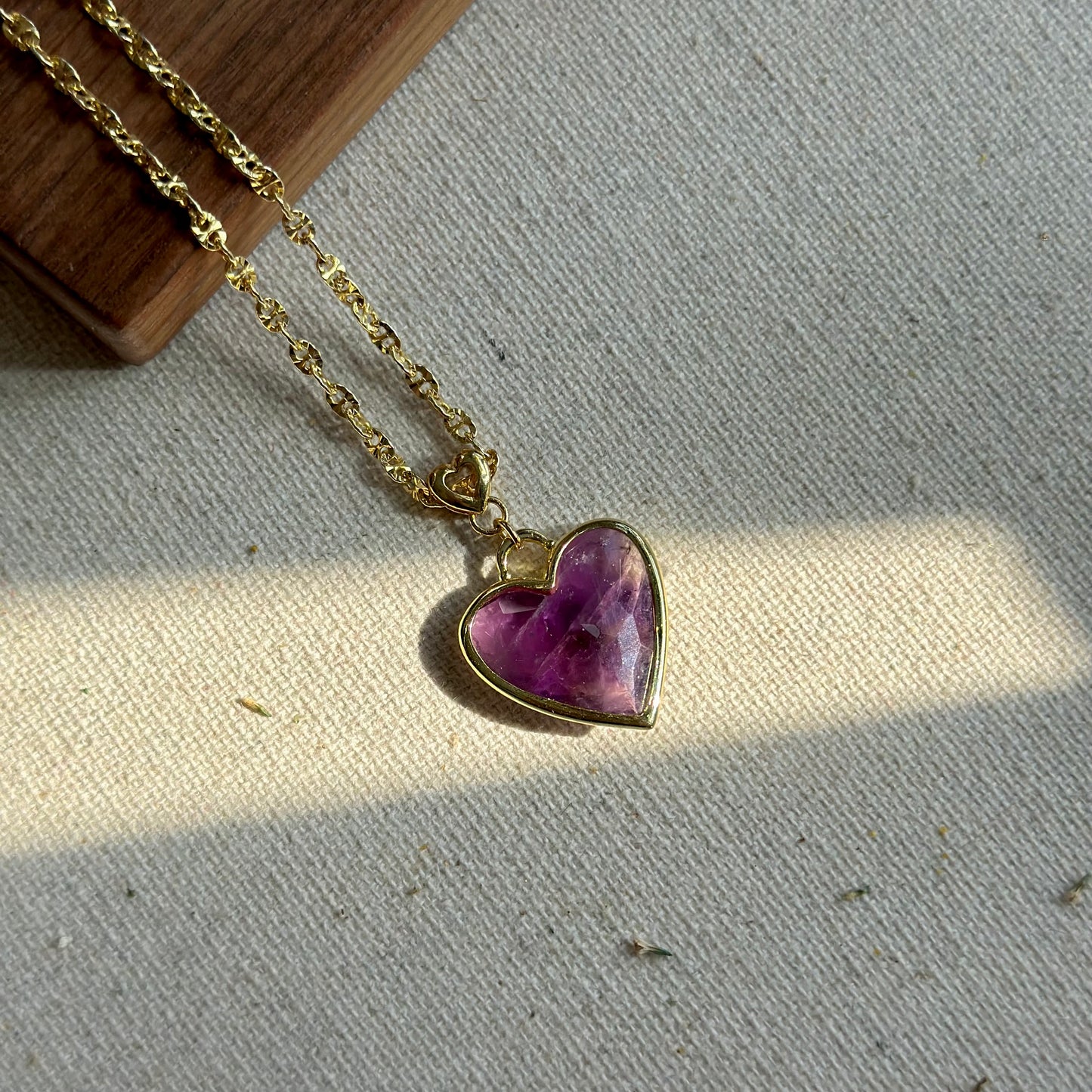 Amethyst Heart Gold-plated Sterling Silver Necklace