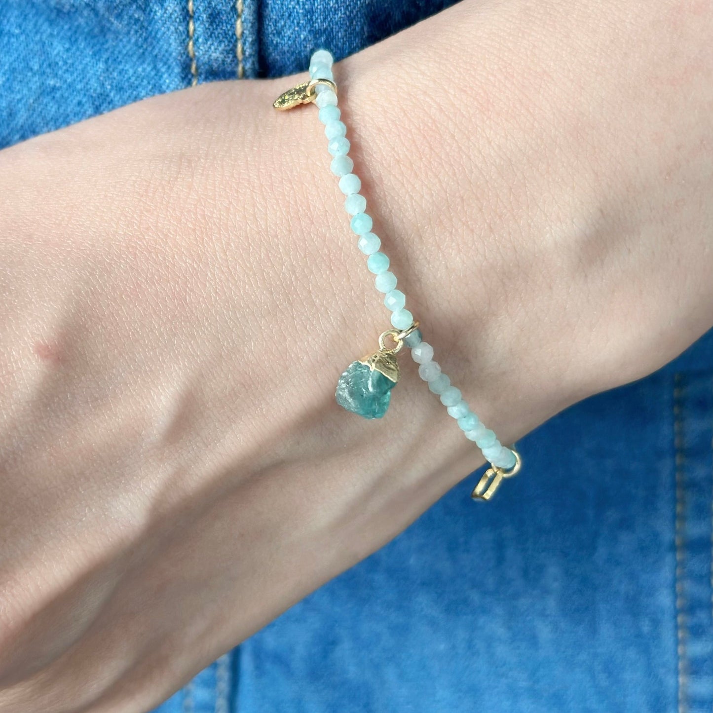 Amazonite Beaded And Apatite Bracelet